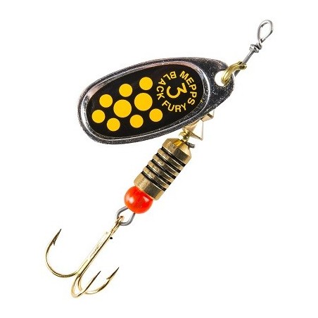 Cuiller Tournante Mepps Black Fury argent point jaune