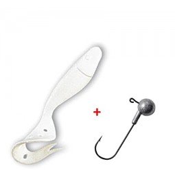 Leurre souple Delalande Sandra et tête plombée 10 gr blanc 10