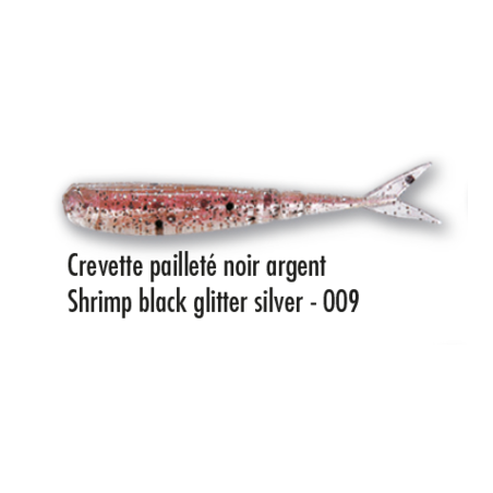 Leurre souple Delalande Drop Shad 7 cm Crevette Pailleté Noir Argent