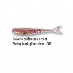 Leurre souple Delalande Drop Shad 5 cm Crevette pailleté noir argent
