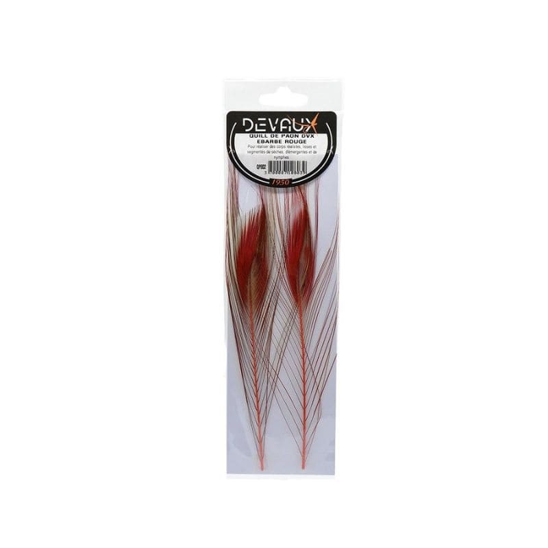 Quill de Paon Ebarbe Rouge Mouches Devaux
